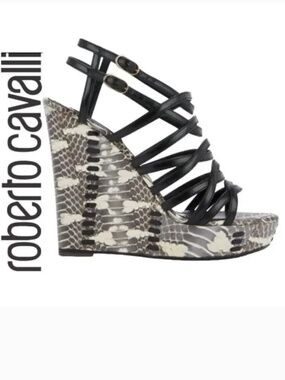 Roberto Cavalli Strappy Platform Wedges